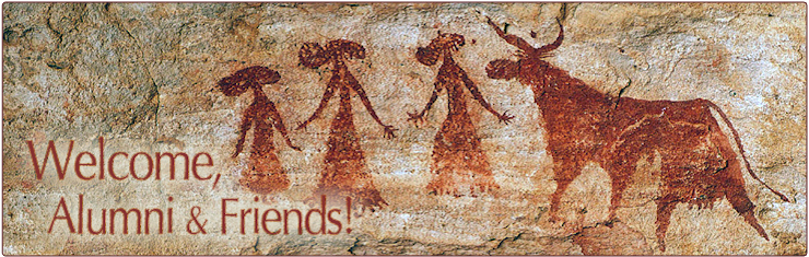 cave drawing with people and animal
