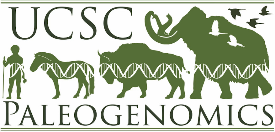 logo including human and animals with gene strand overlay